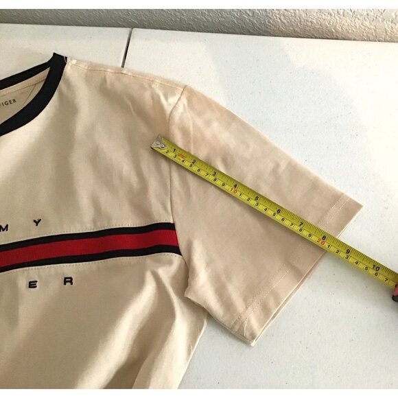Tommy Hilfiger Mens Crewneck Logo T-Shirt L Beige - Picture 4 of 7